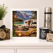 Geldgeschenk Reise Wohnmobil Kanada - Holz Bilderrahmen Diorama mit LED 3