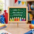 Deko Tafel Grün mit Buntstiften Personalisiert - Einschulung Mädchen Junge 2