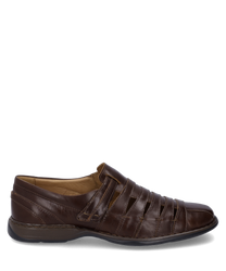 Der Halbschuh in marone besticht durch sein glattes Leder und einen praktischen Klettverschluss. Die seitlichen Aussparungen verleihen dem Schuh eine moderne Optik und sorgen für Luftzirkulation.