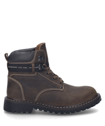 Die Stiefelette in der Farbe Brasil besteht aus robustem Leder und verfügt über eine Schnürung für optimalen Halt. Sie ist mit kontrastierenden Nähten und einer gepolsterten Manschette für zusätzlichen Komfort ausgestattet.