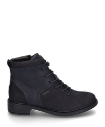 The ankle boot in Ocean-combination color is made of high-quality leather and features a practical zipper. The shoe presents itself in an elegant design with a durable sole and fine decorative stitching.