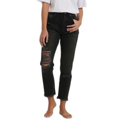 NA-KD Ripped Detail Mom Jeans