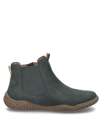 Die Stiefelette in der Farbe Tanne besteht aus einem glatten hochwertigen Material. Sie verfügt über einen praktischen Reißverschluss an der Seite und eine robuste rutschfeste Sohle.
