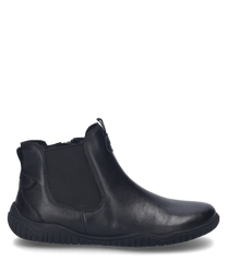 La bota negra está hecha de cuero de alta calidad y tiene una cremallera lateral. Posee una suela flexible y paneles elásticos para un confort óptimo al usar.
