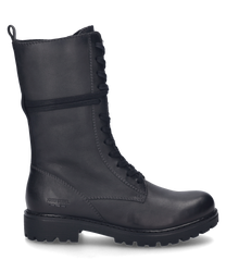 Stivale di colore asfalto realizzato in pelle robusta e dotato di una pratica allacciatura. La scarpa si distingue per la sua forma alta e il discreto logo del marchio sul lato esterno.