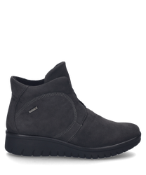 El zapato en color grafito está hecho de un material liso y de alta calidad y cuenta con un sistema de cordones como cierre. Las características especiales son las costuras cuidadosas y la suela robusta que proporciona un confort adicional.