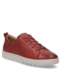 Der Sneaker in der Farbe Hibiscus besticht durch sein glattes hochwertiges Leder und eine Schnürung für optimalen Halt. Die weiße profilierte Sohle verleiht dem Schuh einen modernen und sportlichen Look.