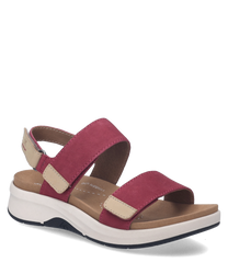 Sandalias de velcro en color rosa y beige. Hechas de material sintético con suela ergonómica y cierre ajustable para mayor comodidad.