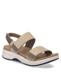 Sandalo beige con chiusura in velcro Realizzato in materiale resistente Offre comfort e supporto Ideale per l'estate
