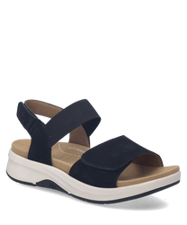 Sandalo nero con chiusura in velcro Realizzato in materiale scamosciato con suola beige e nera