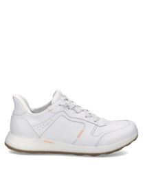 Moderner Sneaker in Weiß mit einem Easy-On Verschluss. Der Schuh besteht aus glattem Leder und hat dezente Ziernähte sowie eine strapazierfähige Sohle für optimalen Tragekomfort.