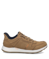 Brauner Sneaker aus Leder mit Schnürung und sportlichem Design. Weiße Sohle und dezente Ziernähte verleihen dem Schuh einen modernen Look.