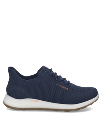 Dunkelblauer Sneaker aus Mesh mit weißer Sohle. Easy On Verschluss für einfaches Anziehen. Ideal für sportliche Aktivitäten.