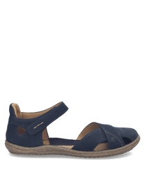 Sandalias de velcro azul marino y rosa con suela de goma. Diseño cómodo y ajustable ideal para el verano.