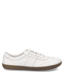 Weißer Sneaker aus Leder mit Schnürung. Flache Gummisohle bietet Komfort und Alltagstauglichkeit.