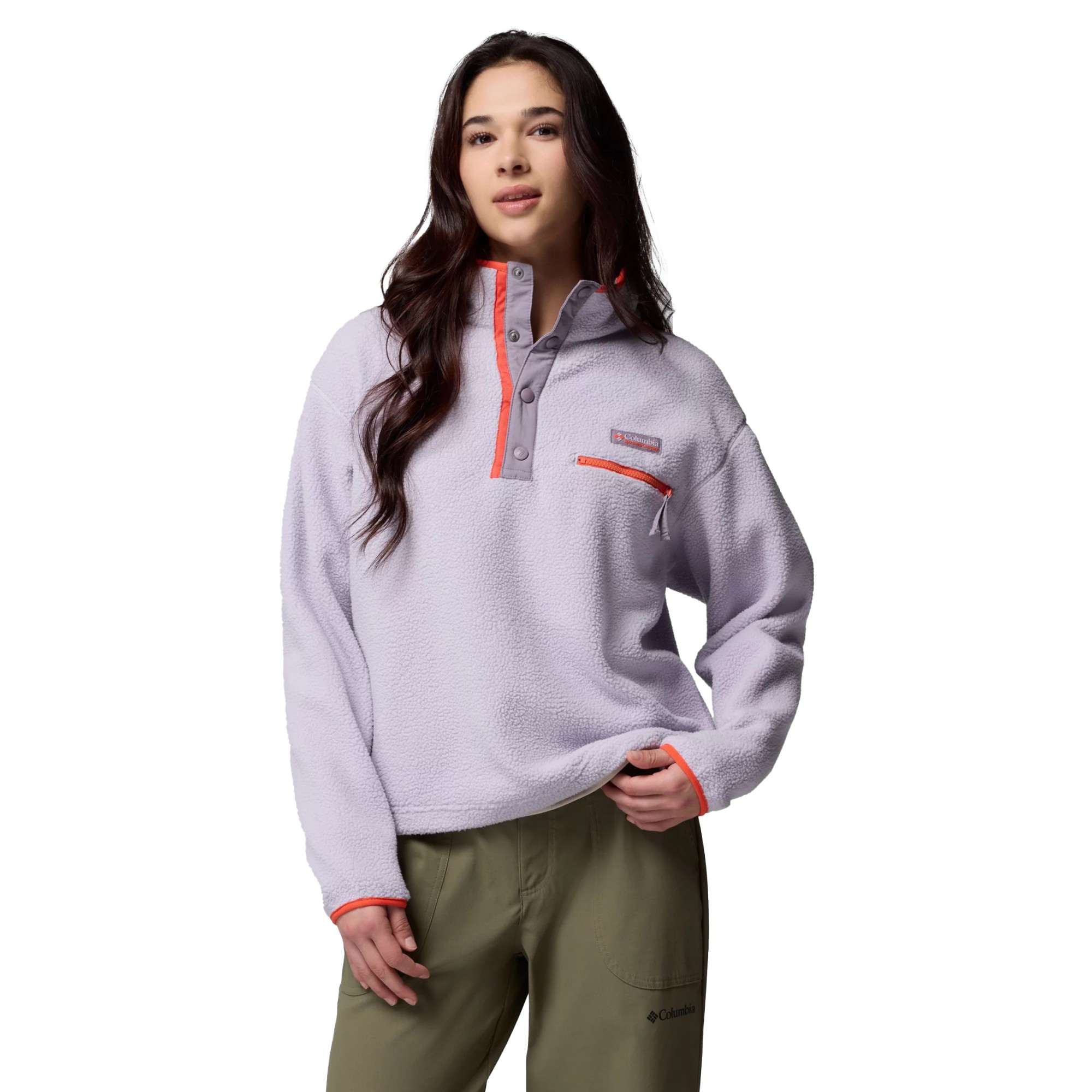 Columbia Helvetia II Cropped Half Snap Fleece | Fleecepullover für Damen | Lavender Pearl / Shale Purple / Zing