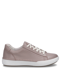 Der Sneaker ist in einem eleganten Mattrosa gehalten und verfügt über eine klassische Schnürung. Das Obermaterial besteht aus glattem Lederimitat welches dem Schuh einen modernen und stilvollen Look verleiht.