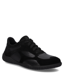 Schwarzer Sneaker aus Leder mit Schnürung. Sportliches Design mit glatter Oberfläche und strapazierfähiger Gummisohle.