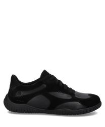 Schwarzer Sneaker aus Leder mit Schnürung. Sportliches Design mit glatter Oberfläche und strapazierfähiger Gummisohle.