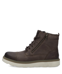 Brauner Halbschuh aus Leder mit Reißverschluss. Robuste Gummisohle für optimalen Halt.