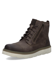 Brauner Halbschuh aus Leder mit Reißverschluss. Robuste Gummisohle für optimalen Halt.