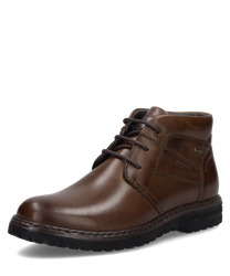 Braune Lederstiefelette mit Schnürung und robustem Profil Ideal für Herbst und Winter Elegante Nahtdetails und klassisches Design für vielseitige Outfits