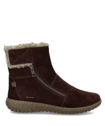 Braune Stiefelette aus Wildleder mit seitlichem Reißverschluss und flauschigem Futter. Robuste Sohle für optimalen Halt. Ideal für kalte Tage.