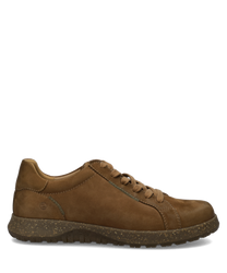 Brauner Halbschuh aus Leder mit Schnürung. Robuste Sohle mit speckled Optik für festen Halt.