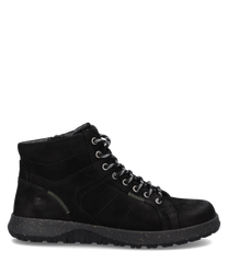 Schwarzer Halbschuh aus Leder mit Reißverschluss. Robuste Sohle und dezente Ziernähte verleihen einen modernen Look.