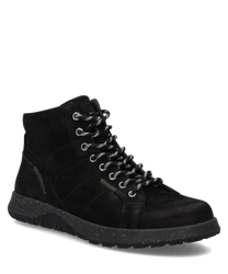 Schwarzer Halbschuh aus Leder mit Reißverschluss. Robuste Sohle und dezente Ziernähte verleihen einen modernen Look.