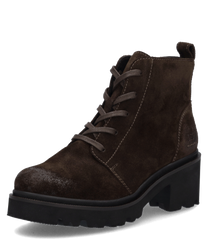 Braune Stiefelette aus Wildleder mit Reißverschluss. Robuste Sohle und dezente Ziernähte verleihen einen stilvollen Look.