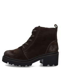 Braune Stiefelette aus Wildleder mit Reißverschluss. Robuste Sohle und dezente Ziernähte verleihen einen stilvollen Look.