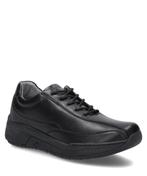 Schwarzer Halbschuh aus Leder mit Schnürung. Elegantes Design mit robuster Sohle für optimalen Komfort.