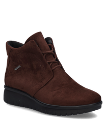 Brauner Halbschuh aus Wildleder mit Schnürung. Schlichte Eleganz und weiche Sohle für hohen Tragekomfort.