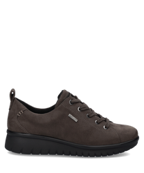 Brauner Halbschuh aus Wildleder mit Schnürung. Bequeme Sohle für optimalen Tragekomfort.