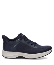 Dunkelblauer Sneaker mit Schnürung aus atmungsaktivem Textil. Weiße Sohle bietet guten Halt und Komfort.