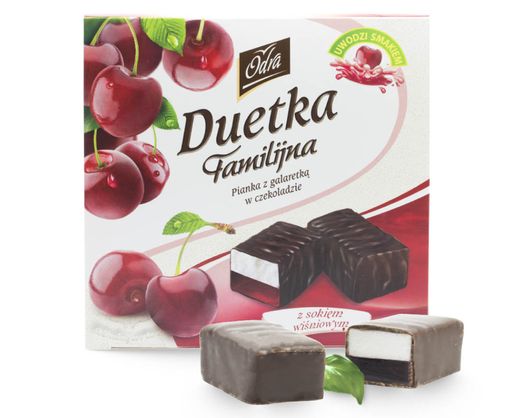 Odra Duetka Familijna Milchschaum mit Kirschgelee in Schokolade 400g