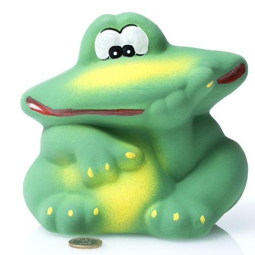 Grübli - nachdenklicher Frosch | Keramik Spardose | B/L/H: 13x17x16cm