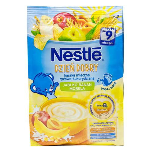 Nestle Guten Morgen Brei Milch, Reis und Mais mit Apfel, Banane und mit Aprikosengeschmack 230g