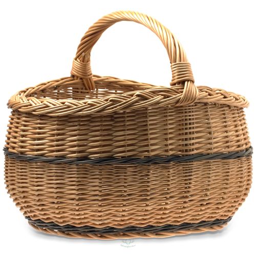 Obstkorb XXL | Weidenkorb | B/L/H: 42x50x40cm | Einkaufskorb | Flechtkorb mit Henkel