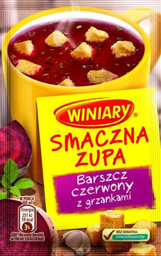 Winiary Heiße Tasse Borschtsch mit Croutons