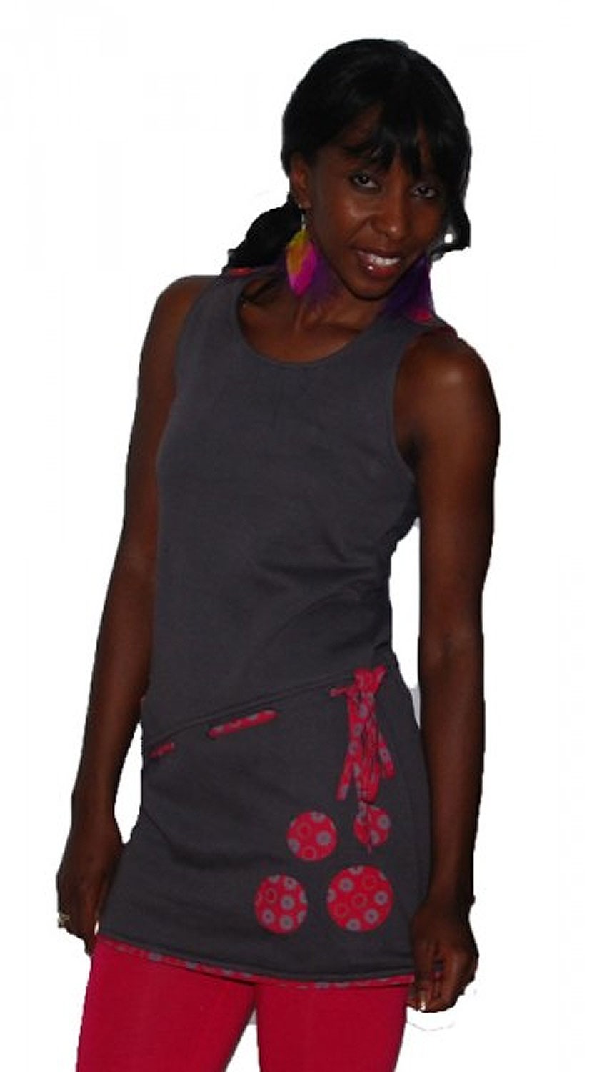 Boho Tunika Minikleid Longshirt mit Rollkragen