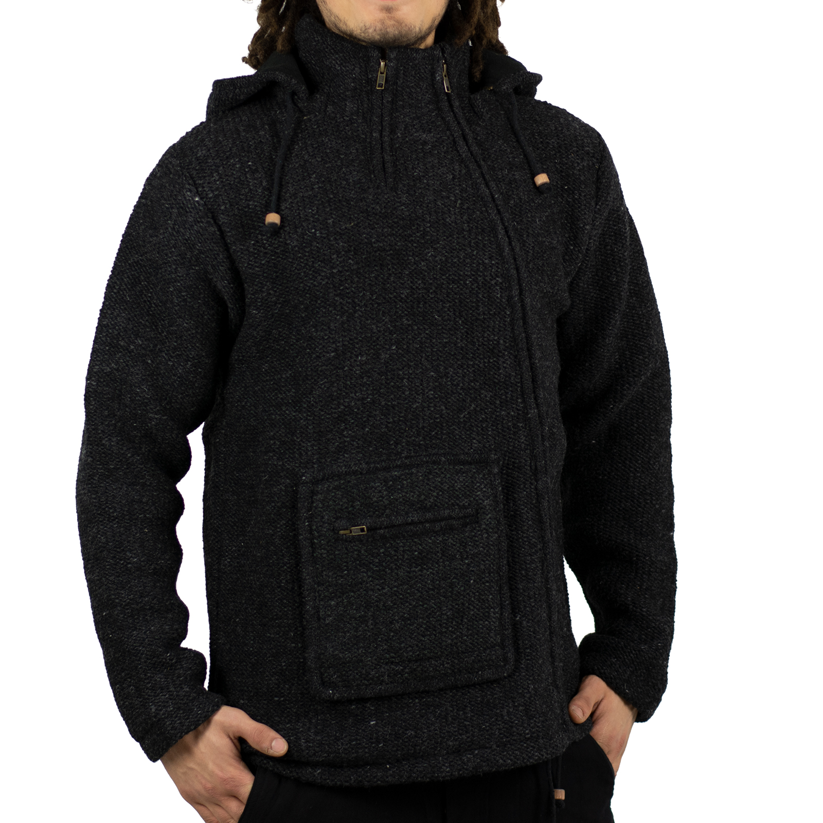 Kunst Und Magie Kunst & Magie Unisex Strick- Wolljacke abnehmbare Zipfelkapuze