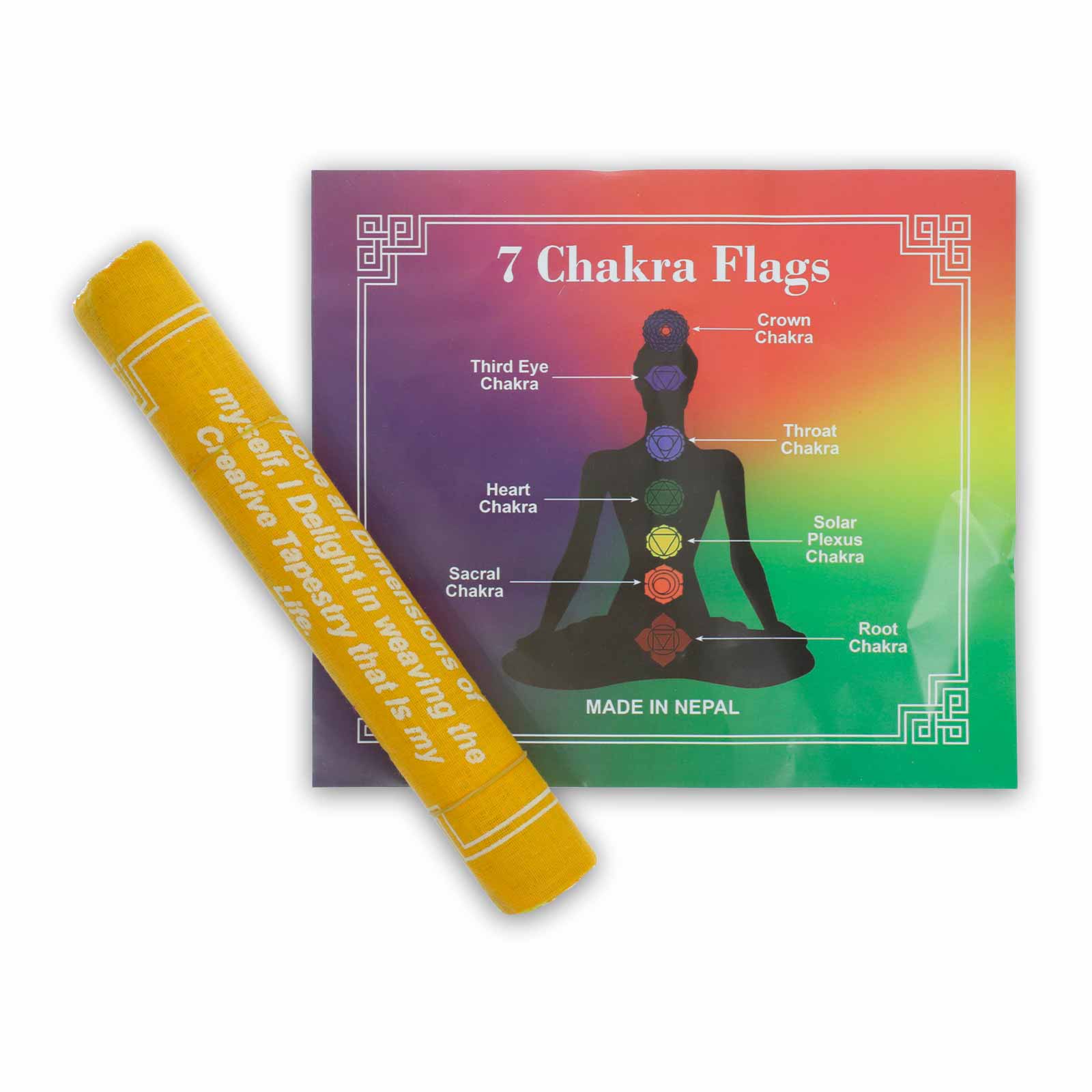 Handgefertigte Sieben-Chakra-Gebetsflaggen Von Tibet - S (30,5 X 22,9 Cm) | Für Balance, Frieden & Positive Energie