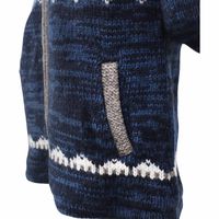 Herren Strickjacke Schurwolle Klassich Nordisches Muster Wolle Jacke mit Kapuze