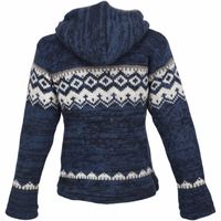 Herren Strickjacke Schurwolle Klassich Nordisches Muster Wolle Jacke mit Kapuze