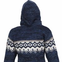 Herren Strickjacke Schurwolle Klassich Nordisches Muster Wolle Jacke mit Kapuze