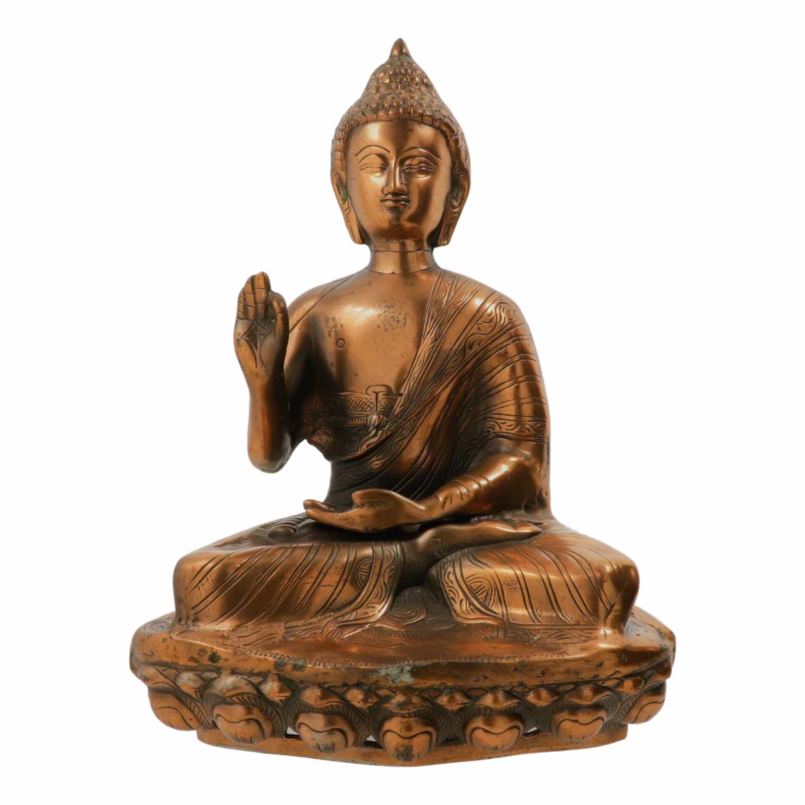 Kunst Und Magie Buddha Statue Skulptur sitzend Kupferfarbene Figur ca 48cm