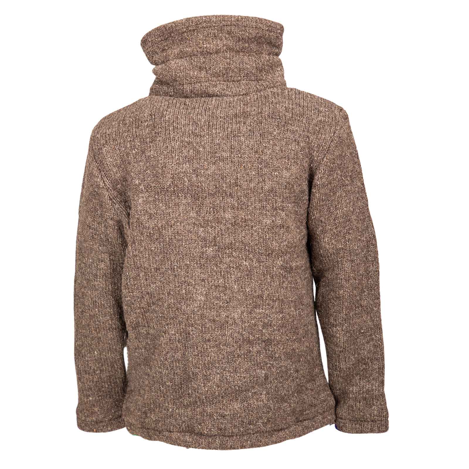 Klassische Strickjacke Wolle Jacke mit Hochkragen Fleecefutter - Main Image