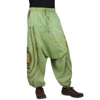  Unisex Psy Baggy Pants Hippie Hose Goa Baumwoll Haremshose Stonewashed Blume des Lebens